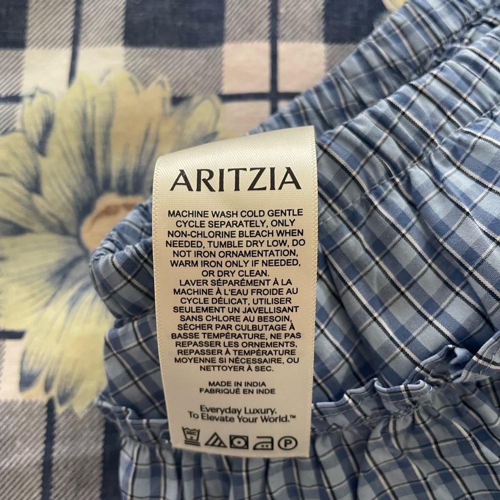 Aritzia Sunday Best Blue check Theo poplin skort size small NWOT - Picture 7 of 7